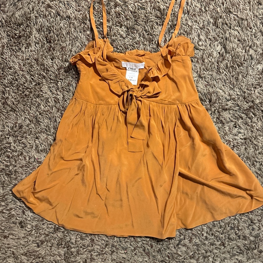 Women's Orange Ruffle Top